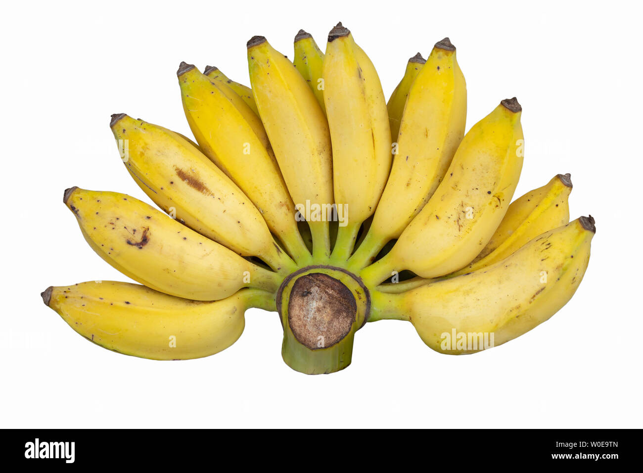 Reife Banane gekochtes Essen auf weißem Hintergrund. Stockfoto