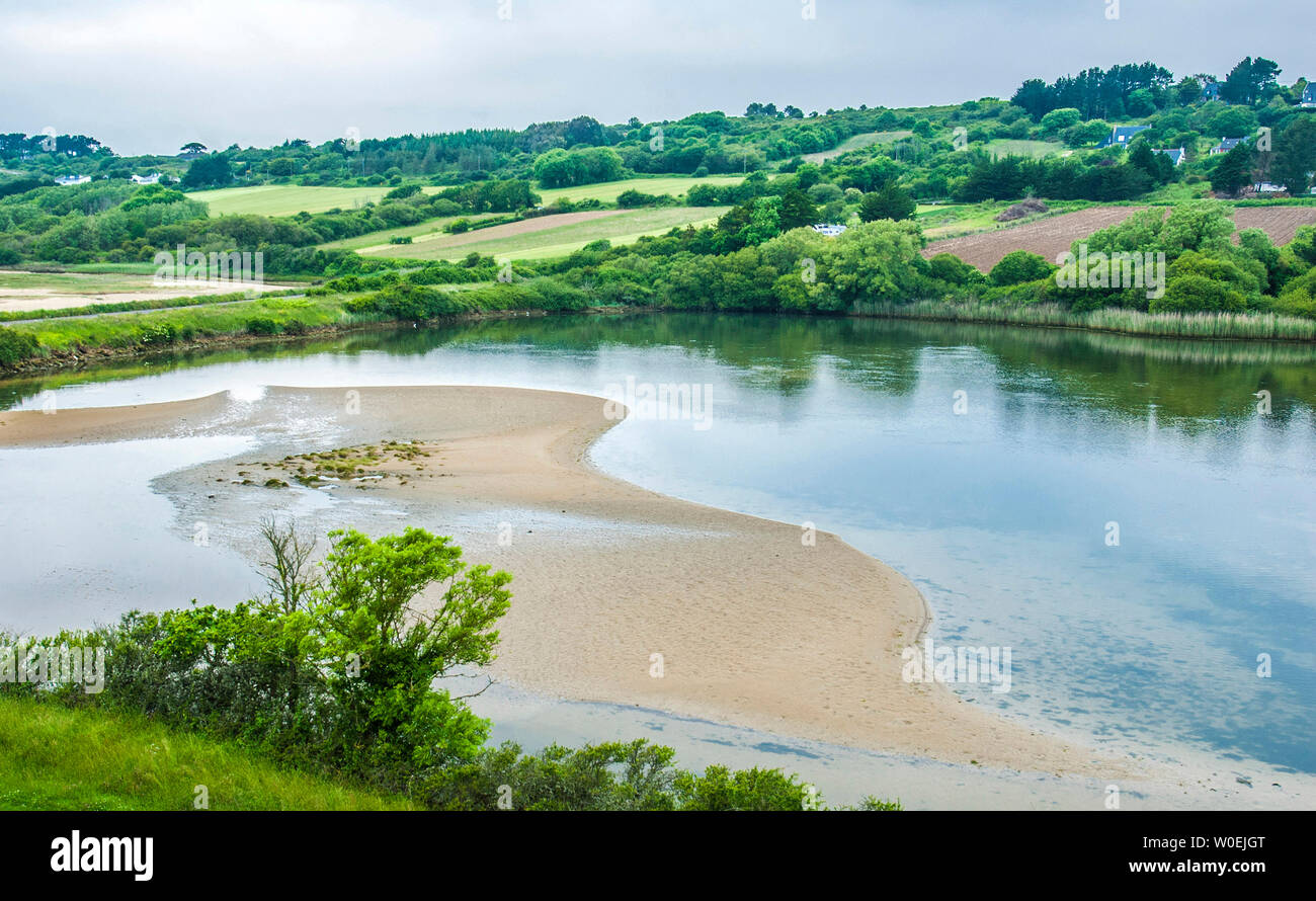 Frankreich, Bretagne, Crozon Halbinsel, Telgruc sur Mer, Aber Erhaltung Website bei Ebbe Stockfoto