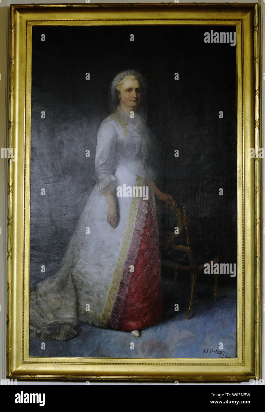 Ein Porträt von Martha Washington, Eliphalet F. Andrews 1878 gemalt, hängt im East Room des Weißen Hauses in Washington, am 4. Februar 2009. (UPI Foto/Alexis C Glenn) Stockfoto