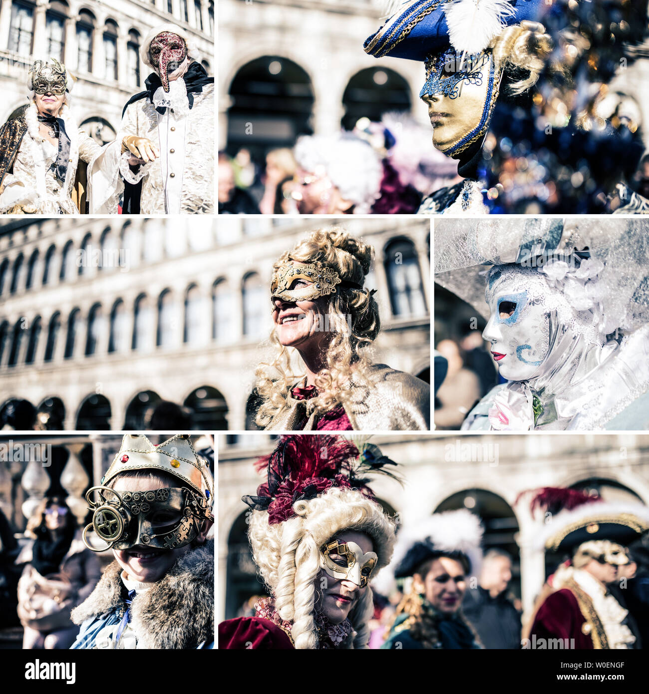Die traditionellen Karneval in Venedig collage Stockfoto