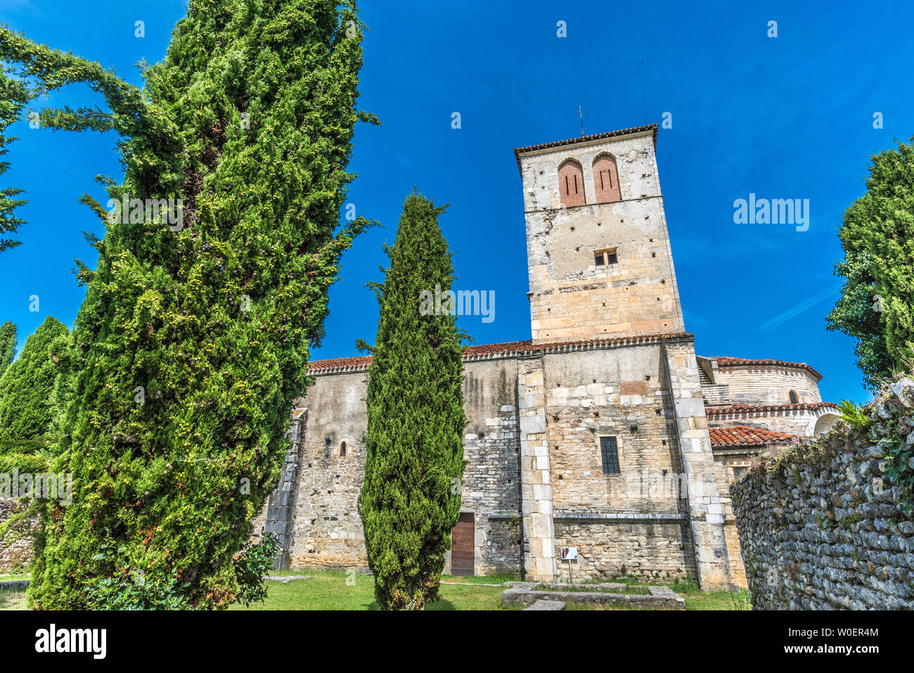 Frankreich, Piemont der Pyrenäen, Haute-Garonne, Kirche St. Just-de-Comminges (11. bis 12. Jahrhundert) Saint James Weg (UNESCO Welterbe) Stockfoto