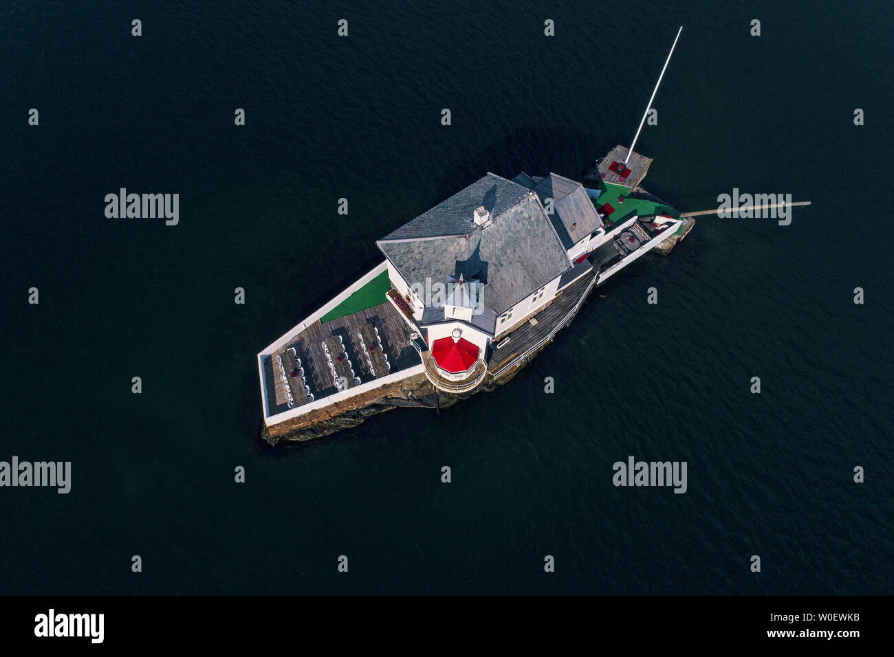 Europa, Norwegen, Nordland, Oslo, Oslo Fjord. Der alte Leuchtturm Dyna Fyr (1874) Stockfoto