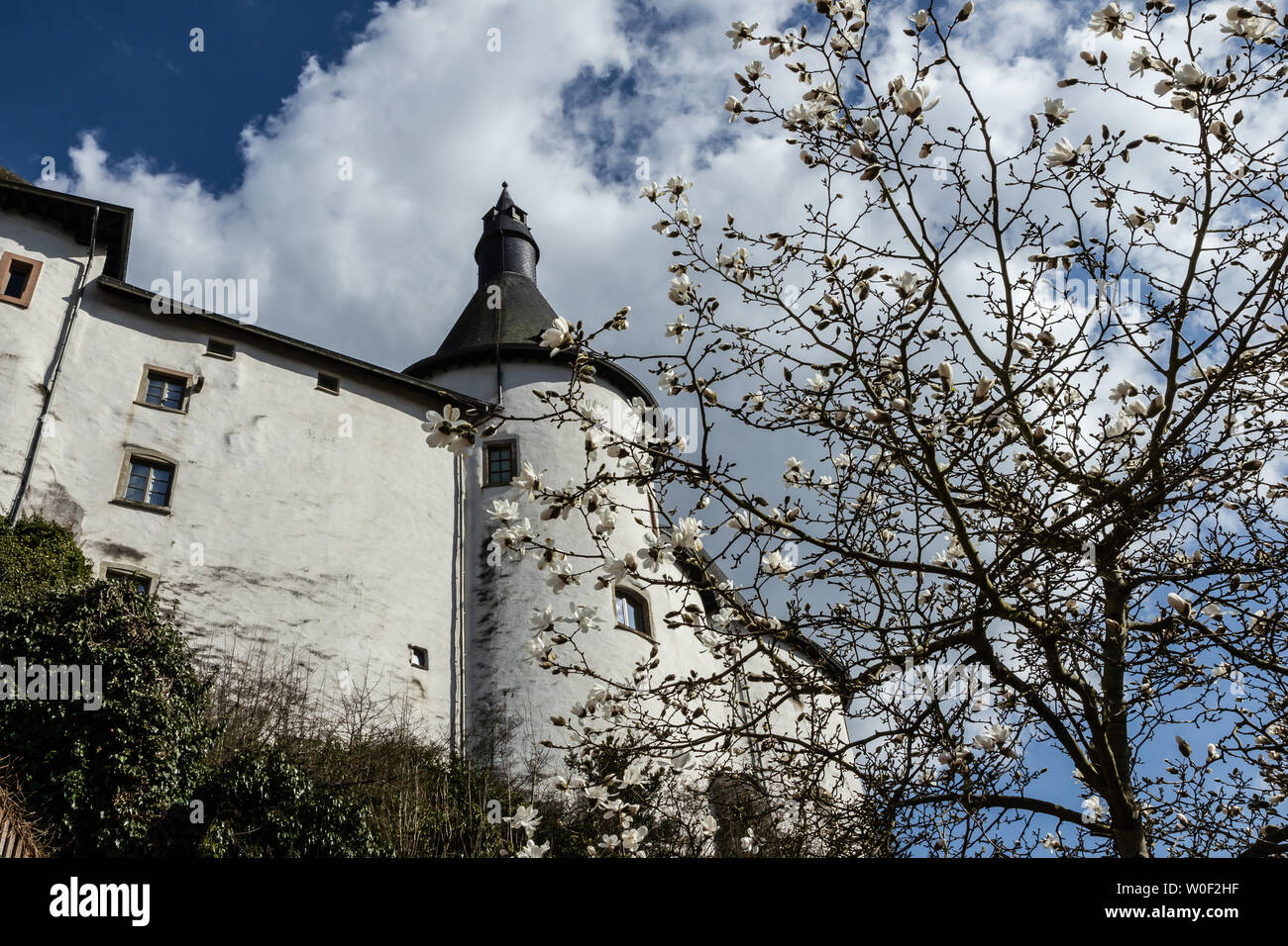Mittelalterliche Burg in Clervaux, Luxemburg Stockfoto