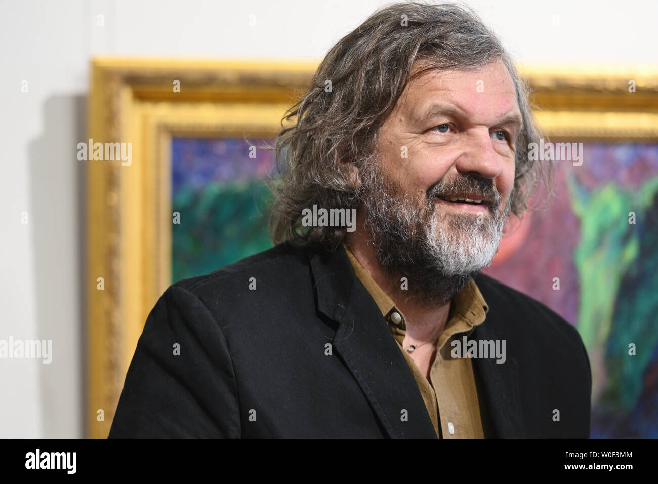 Berühmte Musiker und Filmemacher Emir Kusturica bei der Pressekonferenz zum "Eto Etno" - erste Festival der ethnischen Musik in St. Petersburg, Russland gewidmet Stockfoto