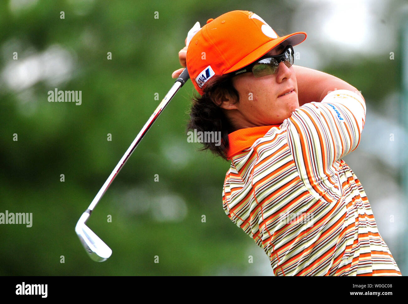 Ryo Ishikawa in Japan nimmt an einer Praxis, die vor der US Open am Kongreßcountryklub in Bethesda, Maryland am 14. Juni 2011. UPI/Kevin Dietsch Stockfoto