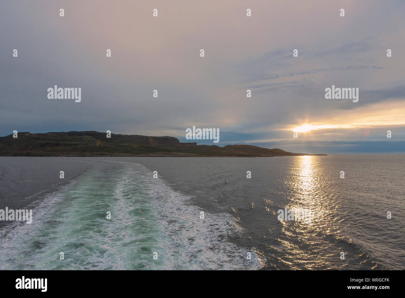 Sonnenuntergang über Stokkøya, Åfjord Gemeinde, Trøndelag, Norwegen Stockfoto