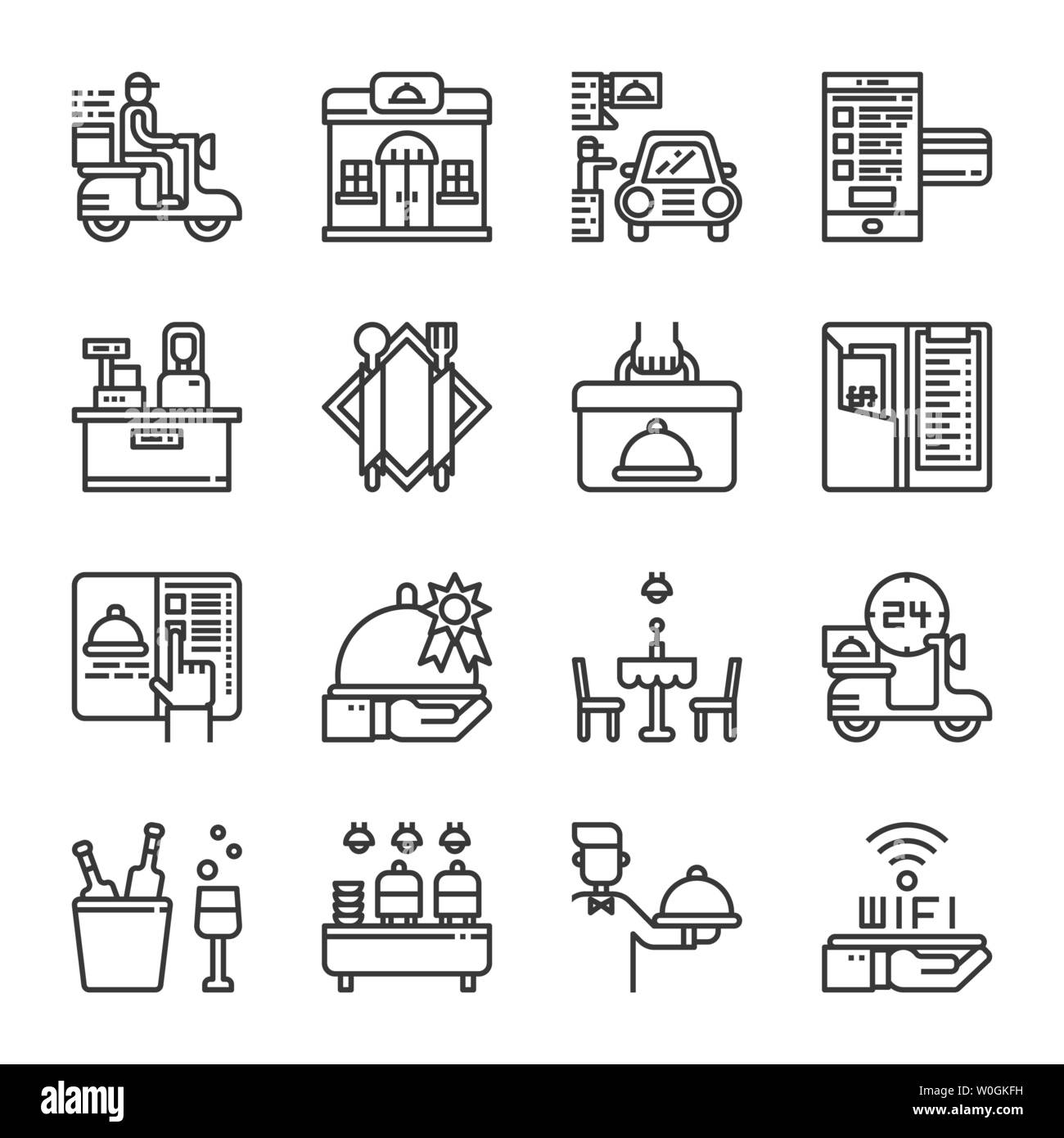 Restaurant Service Symbol gesetzt. Vector Illustration Stock Vektor