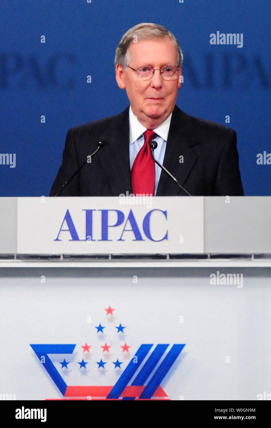 Senat Minderheit Führer Mitch McConnell (R-KY) spricht an der American Israel Public Affairs Committee (AIPAC) Policy Conference in Washington, D.C. am 5. März 2012. UPI/Kevin Dietsch Stockfoto