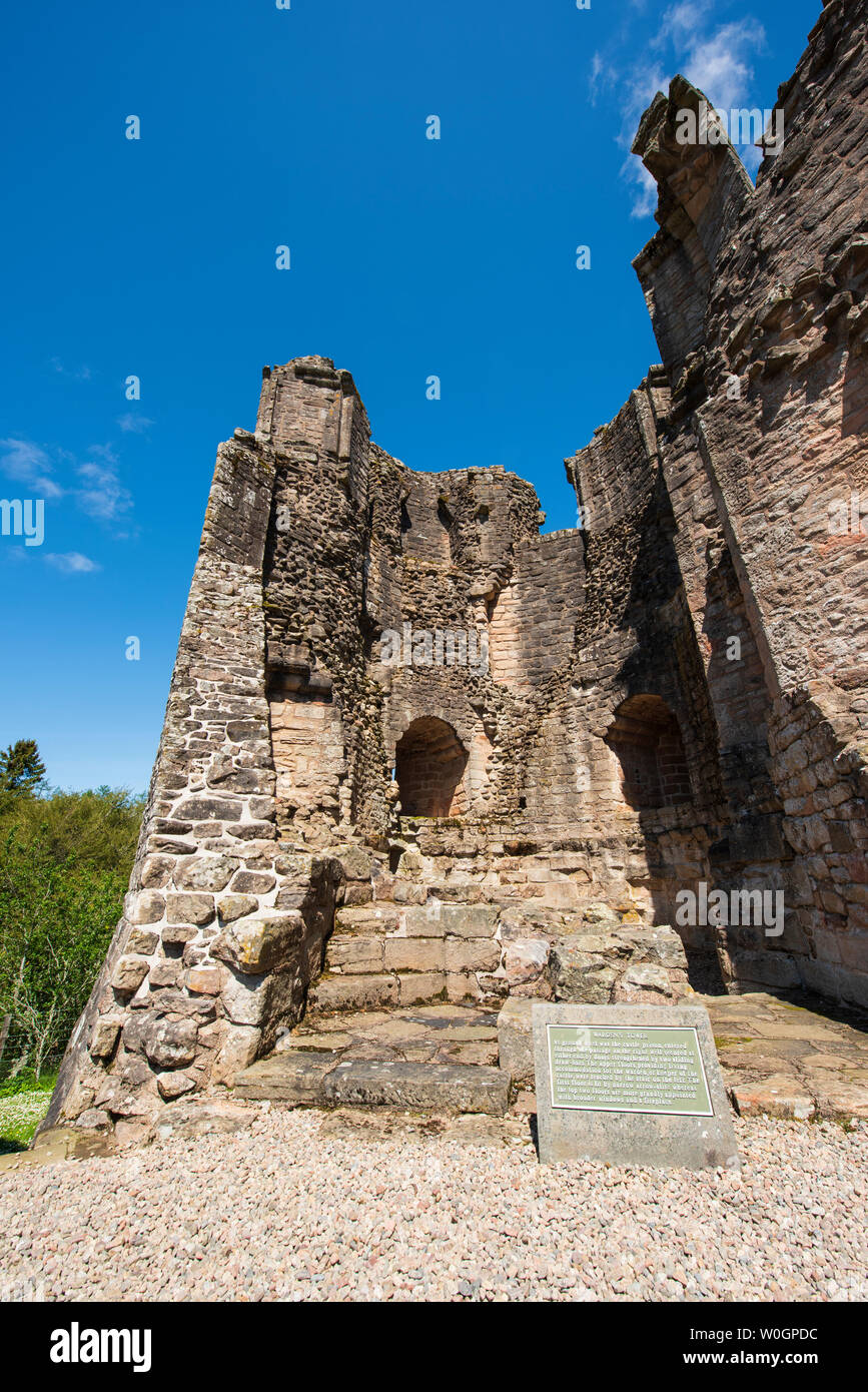 Der Hüttenwart Turm an Kildrummy Castle, Aberdeenshire, Schottland. Stockfoto