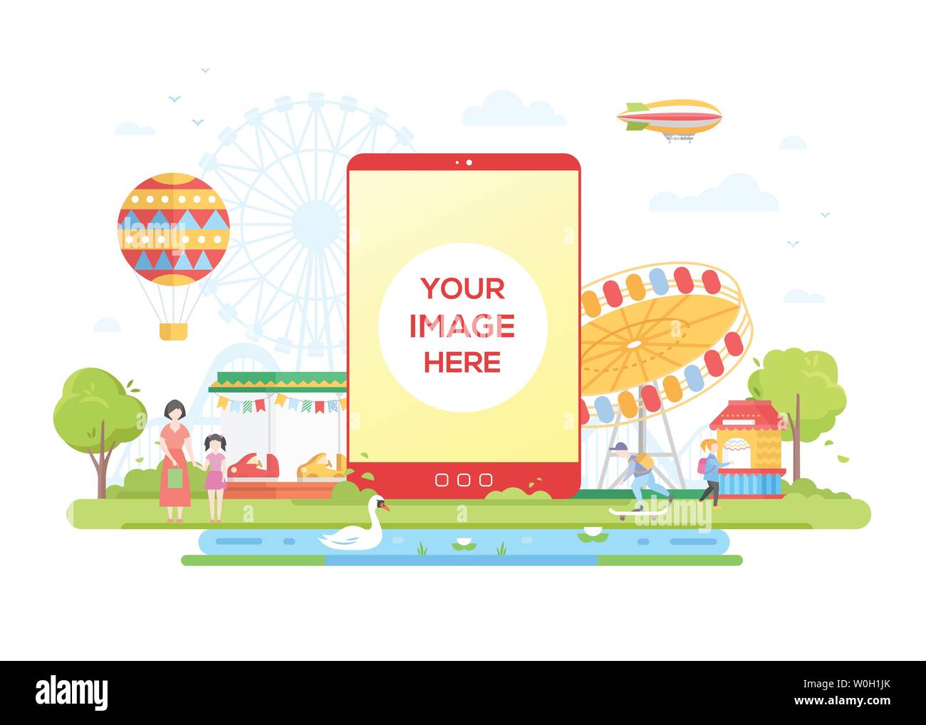 Vergnügungspark - flaches design Stil Vector Illustration Stock Vektor