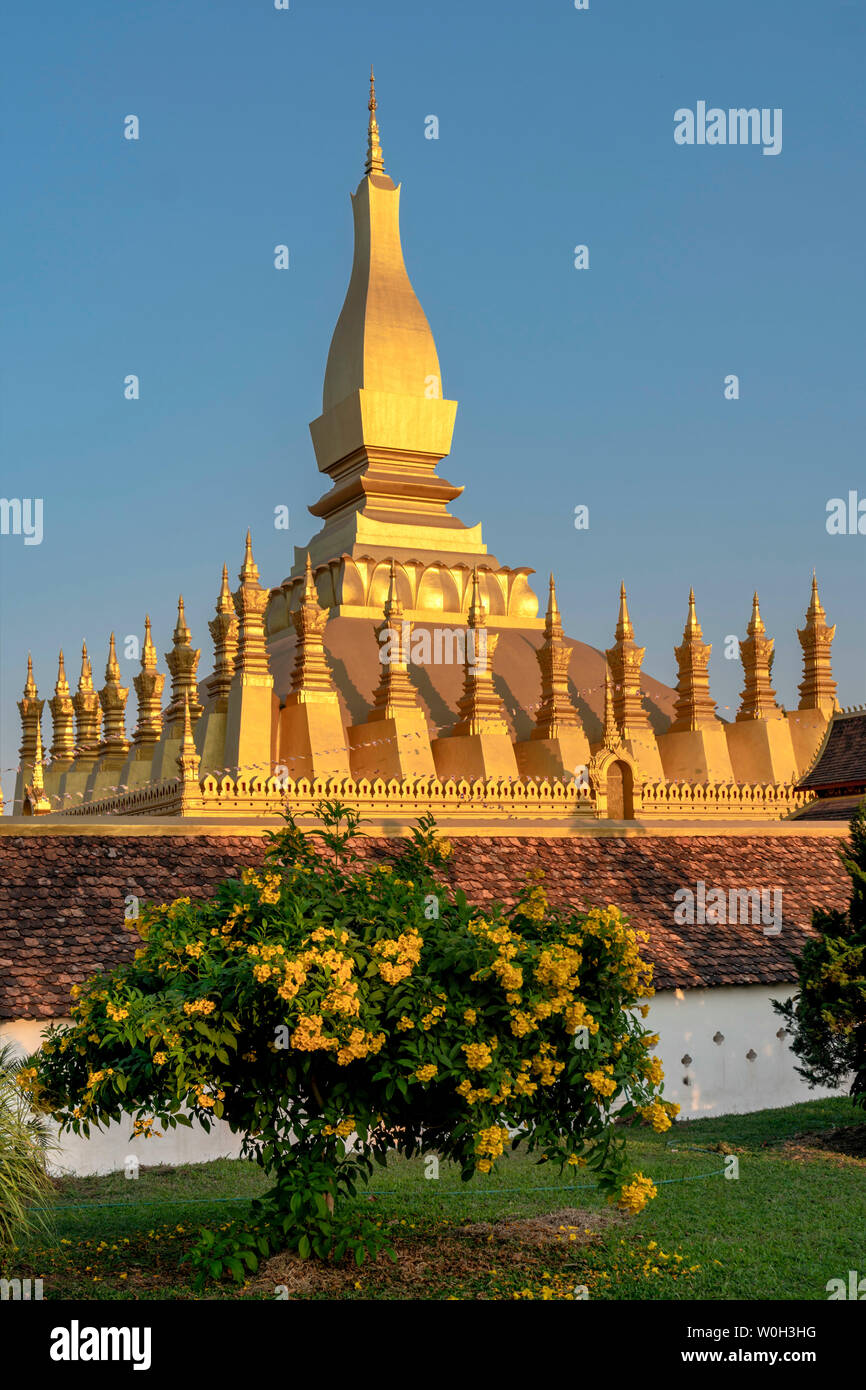 Pha That Luang Temple, Vientiane, Laos, Indochina, Südostasien, Asien Stockfoto