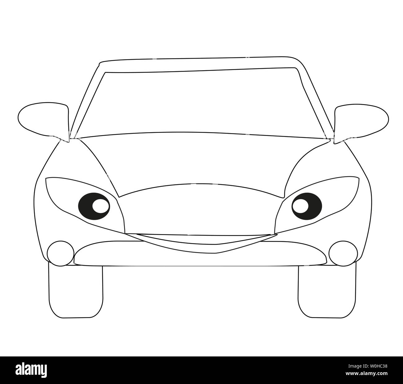 Auto Zeichentrickfigur, isolierte Buch Färbung Stockfoto