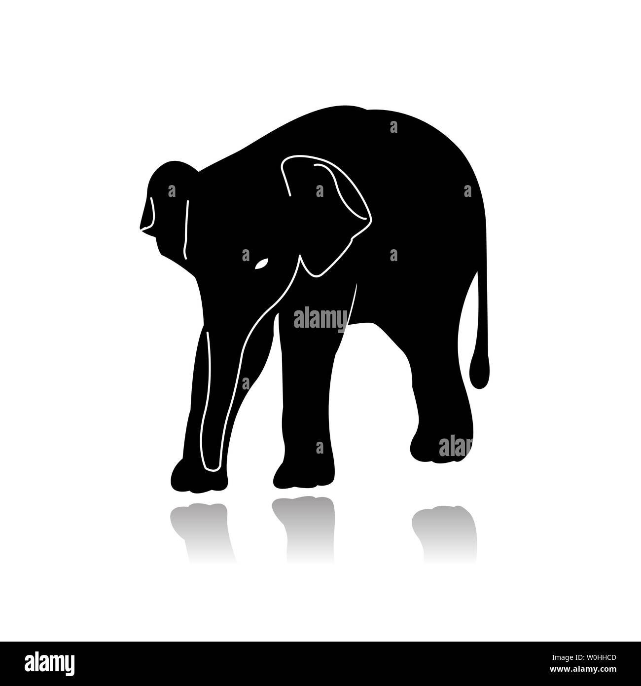 Elefant-Silhouette, Isolated on White Background Stock Vektor