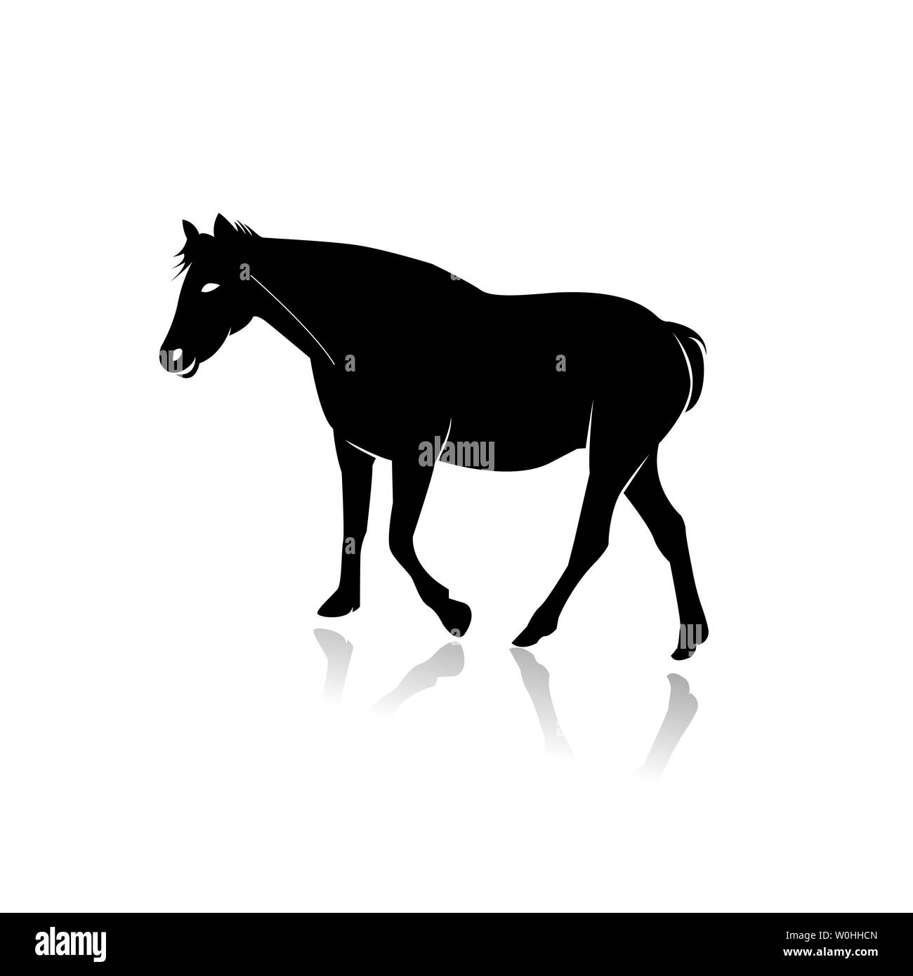 Pferd Silhouette isoliert auf weißem Hintergrund Stock Vektor