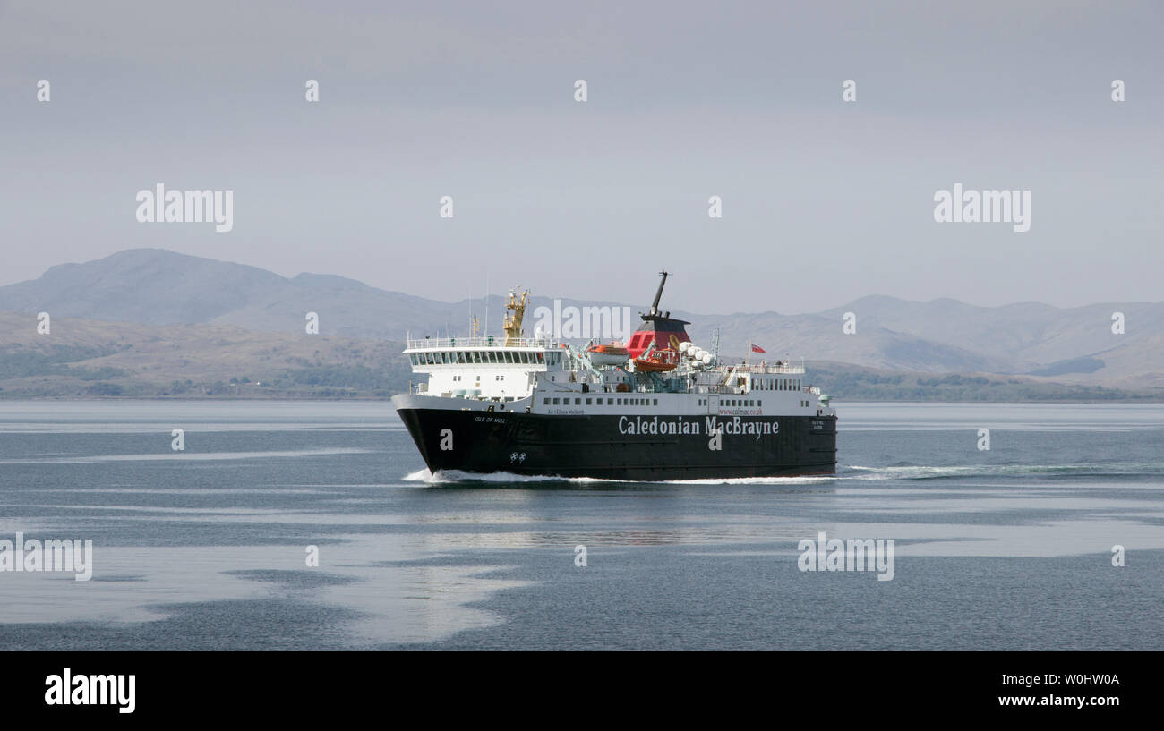 Caledonian Macbrayne Autofähre Isle of Mull auf See zwischen Mull und Oban, Argyll und Bute, Schottland, der Terminal für den Calmac Autofähre Stockfoto