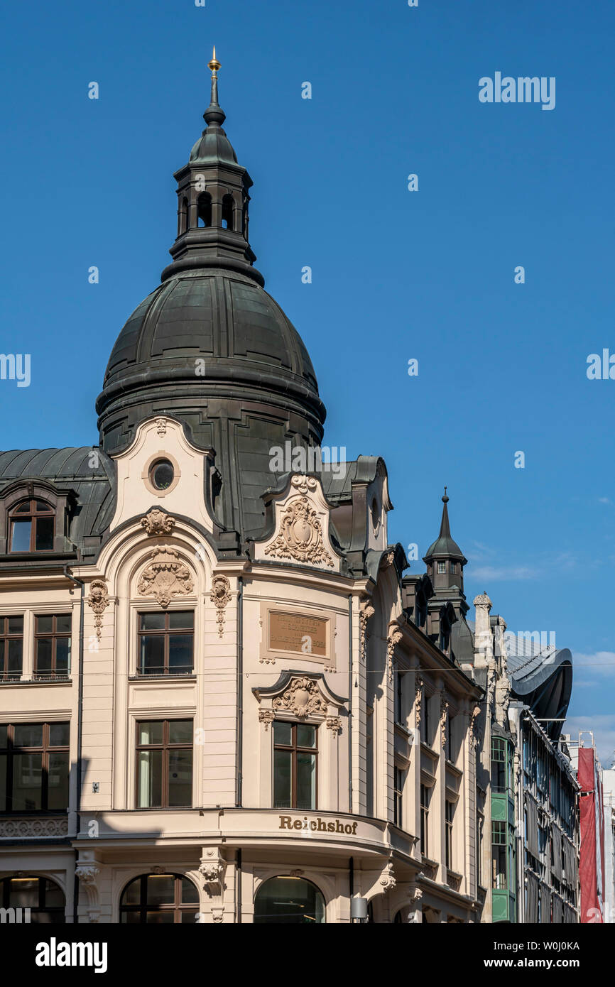 Reichshof Gebäude, das ehemalige Lagerhaus von Architekt Bohm, Leipzig, Sachsen Stockfoto