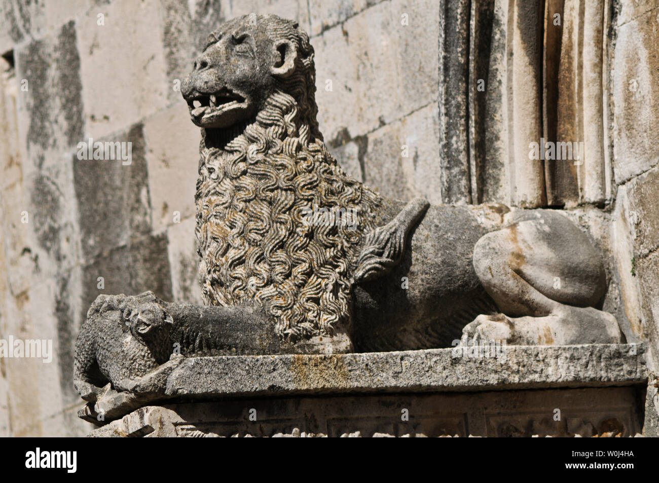 Korcula: St. Mark's Kathedrale, Detail der Fassade. Kroatien Stockfoto