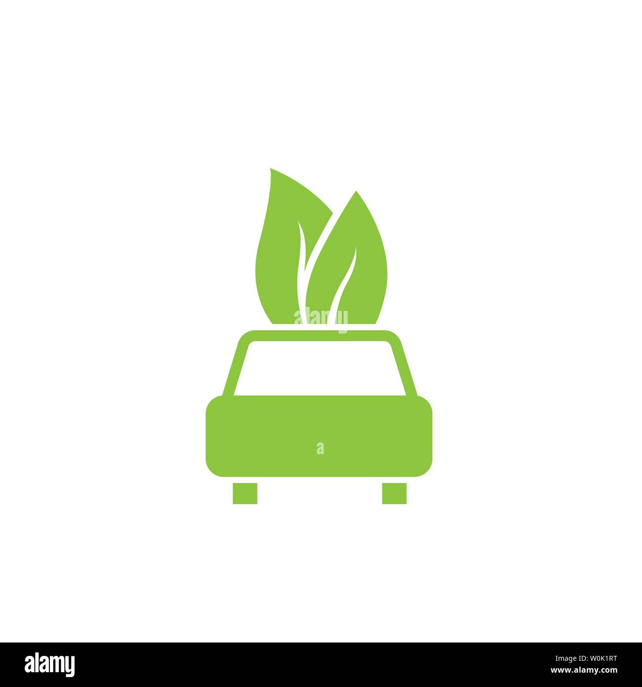 Elektroauto Symbol. Green Car mit Blättern Vector Illustration Stock
