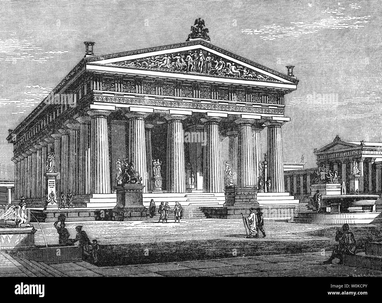 Eine dorische Tempel, vielleicht der zweite Tempel der Hera rund 460-450 v. Chr., gerade nördlich des ersten Hera Tempel in Paestum, eine antike griechische Stadt an der Küste des Tyrrhenischen Meeres in Magna Graecia, Provinz Salerno, Kampanien, Italien. Es war zu verehren Zeus und einer anderen Gottheit, deren Identität nicht bekannt ist, aber es möglicherweise Hera und Poseidon. Stockfoto