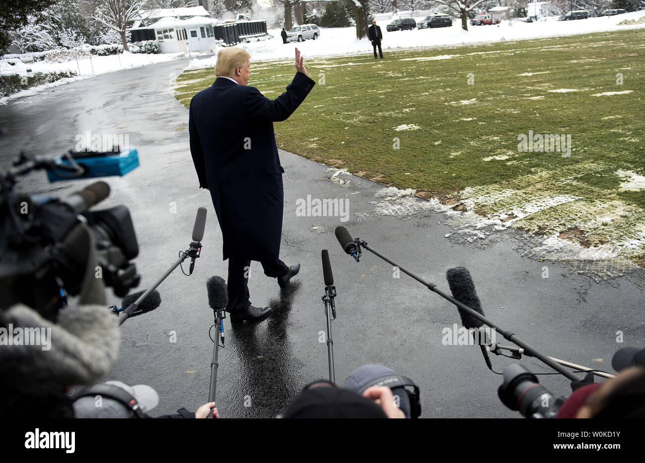 Präsident Donald Trump fährt das Weiße Haus als Trumpf Köpfe nach New Orleans auf das amerikanische Farm Bureau Federation, in Washington, D.C., am 14. Januar 2019 zu sprechen. Foto von Kevin Dietsch/UPI Stockfoto