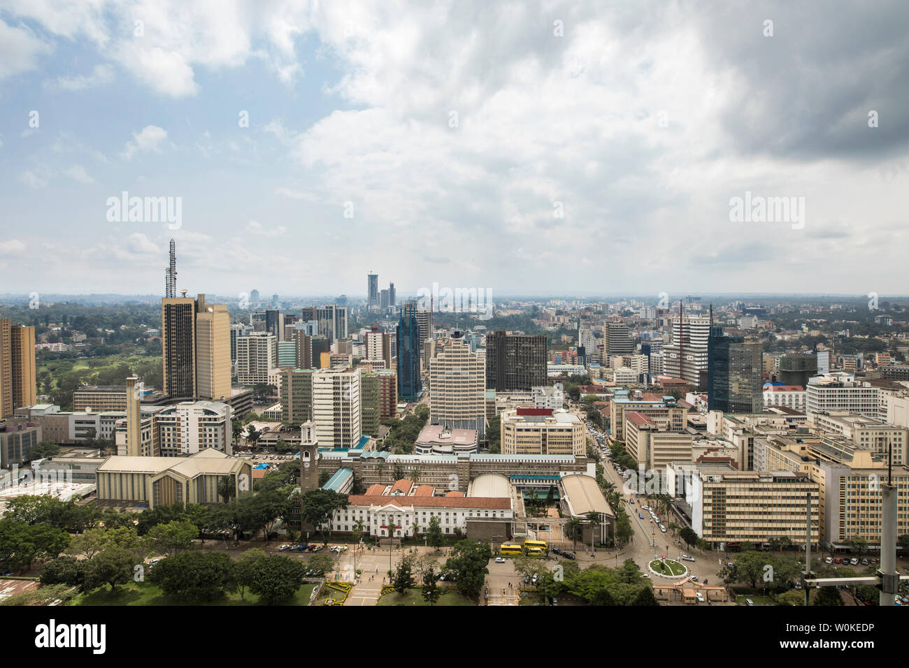 Hohen winkel Luftbild der Innenstadt von Nairobi, Kenia. Stockfoto