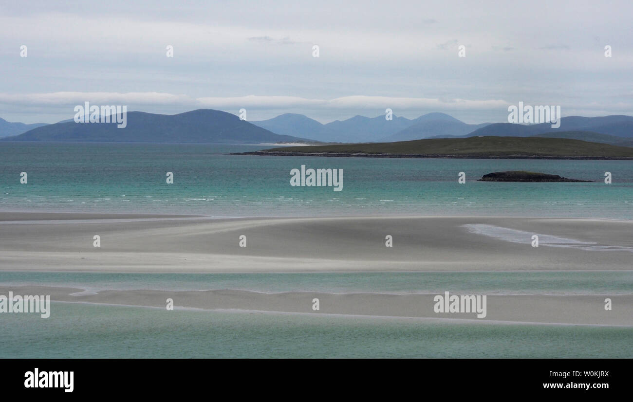 Sand und türkisfarbenem Wasser, Orasaigh, North Uist, Schottland Stockfoto