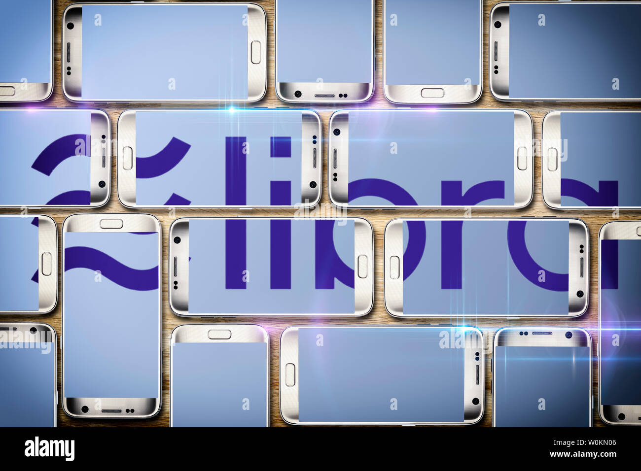 Waage cryptocurrency Logo auf dem Smartphone Bildschirme Stockfoto