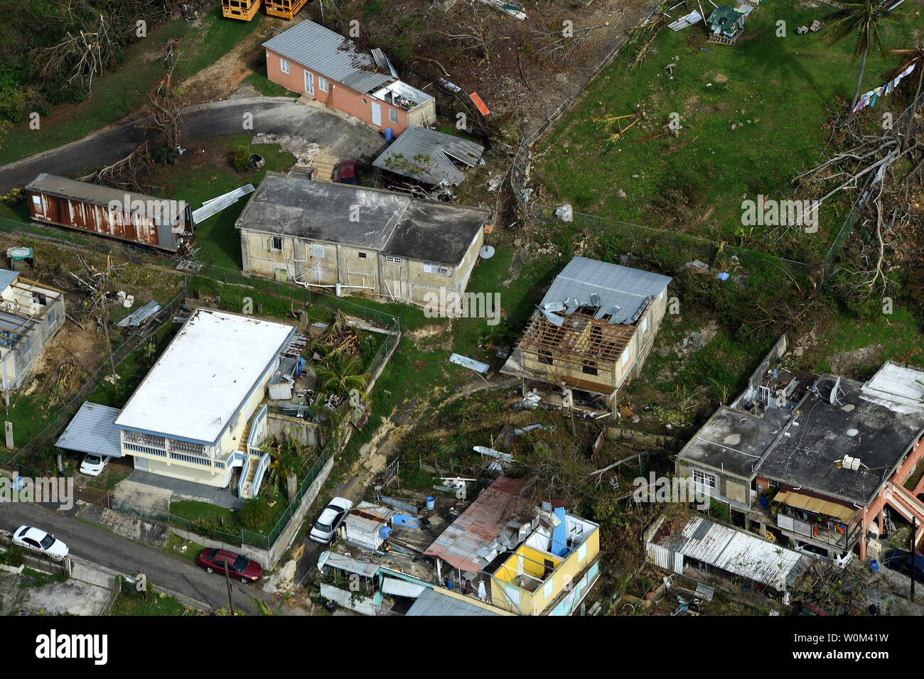 Civil Air Patrol, in Zusammenarbeit mit der Air National Guard, eine Antenne Umfrage über das nördliche Puerto Rico am 26. September 2017 nach dem Hurrikan Maria die Insel am 20. September geprägt. Die Civil Air Patrol ist Teil der Gesamtkraft Konzept der Air Force. Foto von A1C Nicholas Dutton/U.S. Luftwaffe/UPI Stockfoto