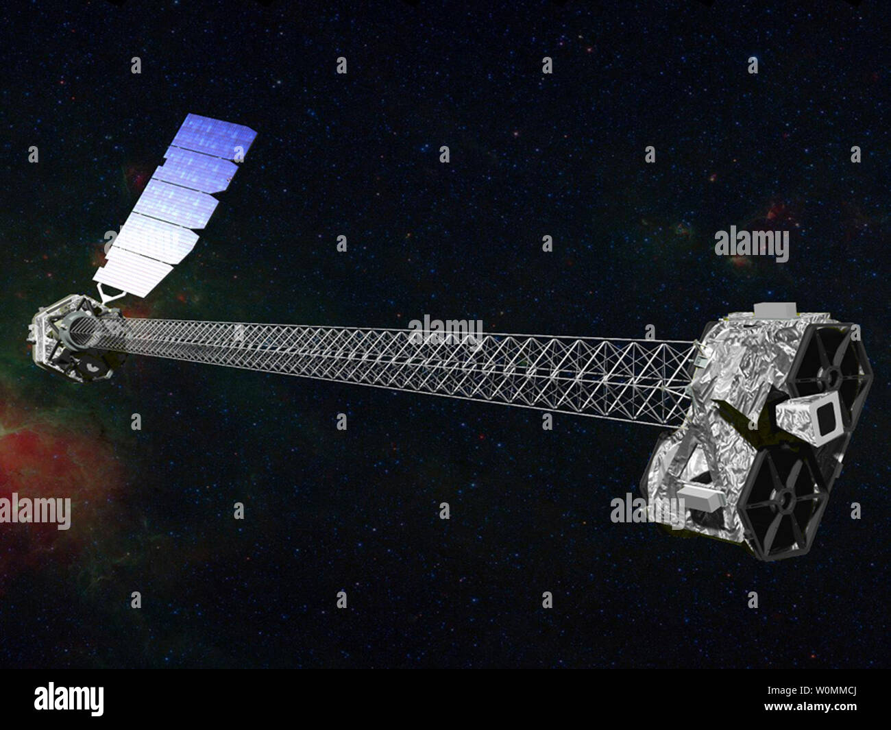 Die künstlerische Darbietung von NuSTAR, zusammen mit noch nie Daten von dem Schwarzen Loch Jagd Teleskop wurde zum ersten Mal der Öffentlichkeit von der NASA veröffentlicht am 29. August 2013. Die Nuklearen spektroskopische Telescope Array, oder NuSTAR, gibt der breiteren astronomische Gemeinschaft einen ersten Blick auf seine einzigartige X-ray Bilder des Kosmos über die NASA-High Energy Astrophysics Science Archive Research Center, oder HEASARC. UPI/NASA Stockfoto