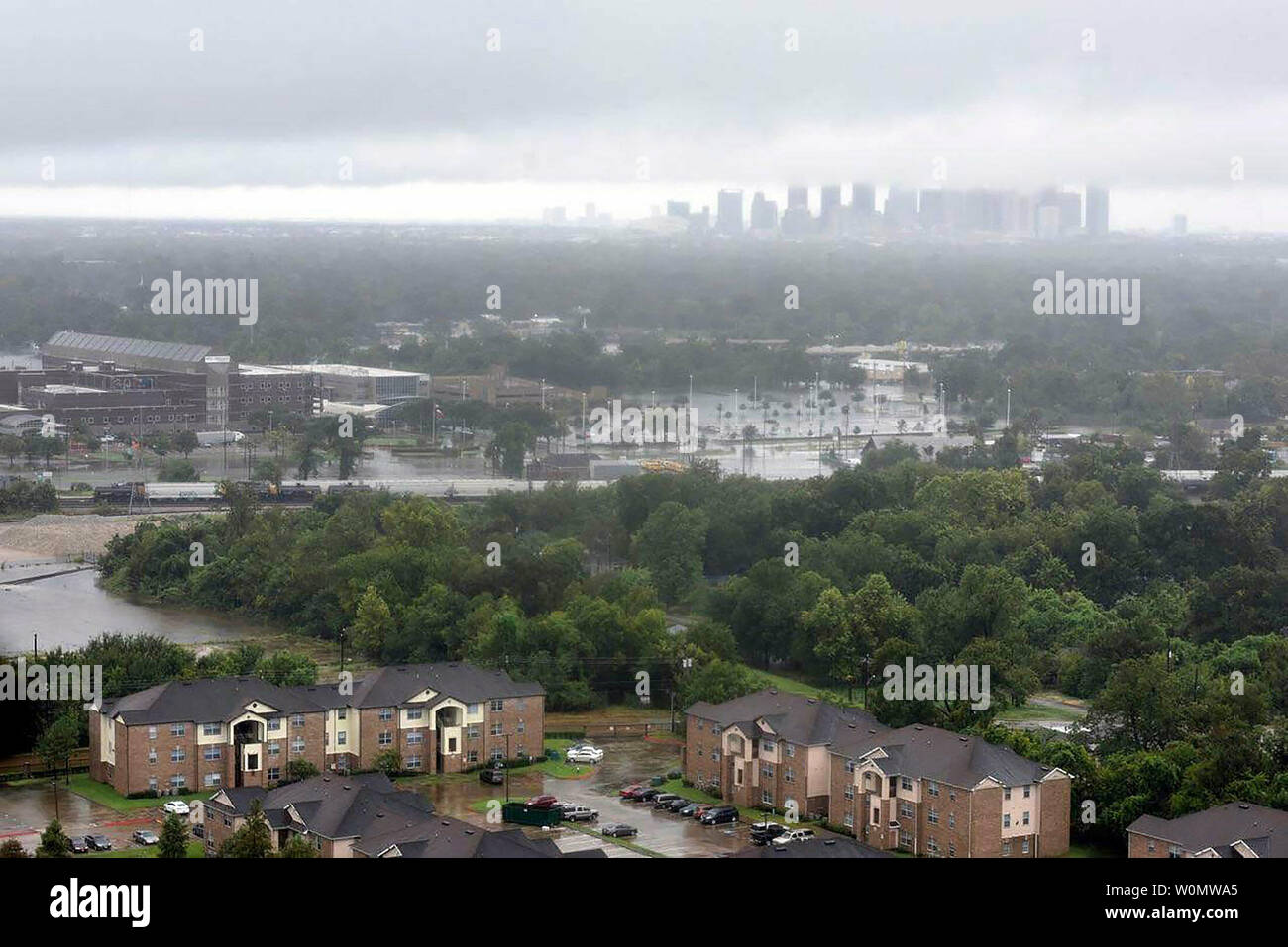 Die Houston Bereich wird nach schweren Überschwemmungen vom Hurrikan Harvey, 27. August 2017 gesehen. Coast Guard Foto/UPI Stockfoto