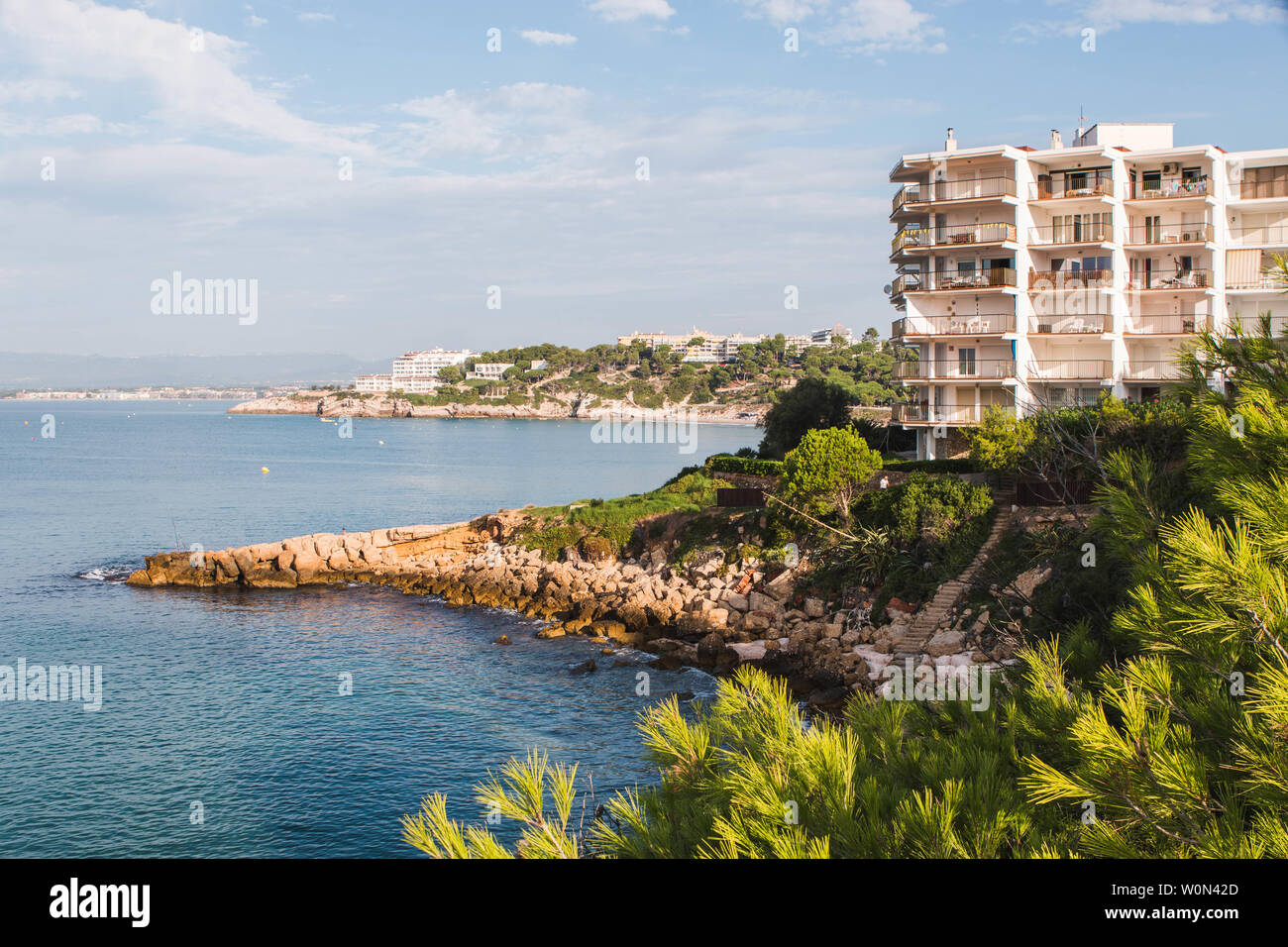 Einige Apartments in der Küste von Salou. Reiseziel in Katalonien, Spanien Stockfoto