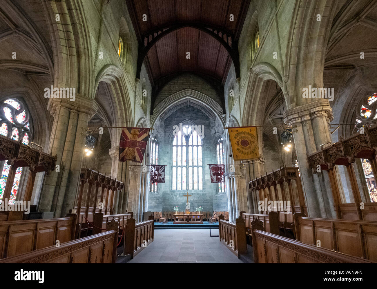 Interieur des 15. Jahrhunderts Heiligen unhöflich Kirche in Stirling, Schottland, Großbritannien Stockfoto