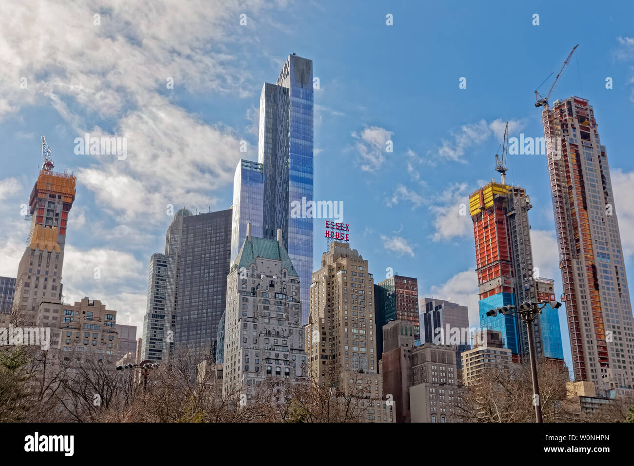 Blick auf die Wolkenkratzer von New York vom Central Park Stockfoto