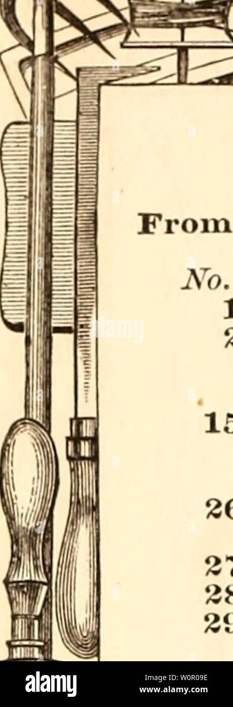 Archiv Bild ab Seite 183 der beschreibenden Katalog der eine Wahl. Beschreibender Katalog der Sammlung von pflanzlichen, landwirtschaftlichen und Blumensamen, Gladiolen, Lilien und andere Sommerblüher bkbl descriptivecatal 1880 Jahr: 1880 15 26 02 93 94 Garten und Gartenbau implementiert. Die besten englischen und amerikanischen Herstellern. Siehe Abbildungen auf den Seiten 126 und 127. I'rke. - Prunlnp: Messer, mit Säge (Saynor's), $ 150 - klappmesser.- (Saynor,) § 1,25; Nr. 3, $ 1,25; Nr. 4, $ 1,25; Nr. 5, $ 1,00; Nr. ( ), 75 Cent; Nr. 7, 1 RL. 25; Nr. 8, $ 1,25; Nr. 9, $ 1,25; Nr. 10, $ 1,75; Nr. 11, $ 1,0 Stockfoto