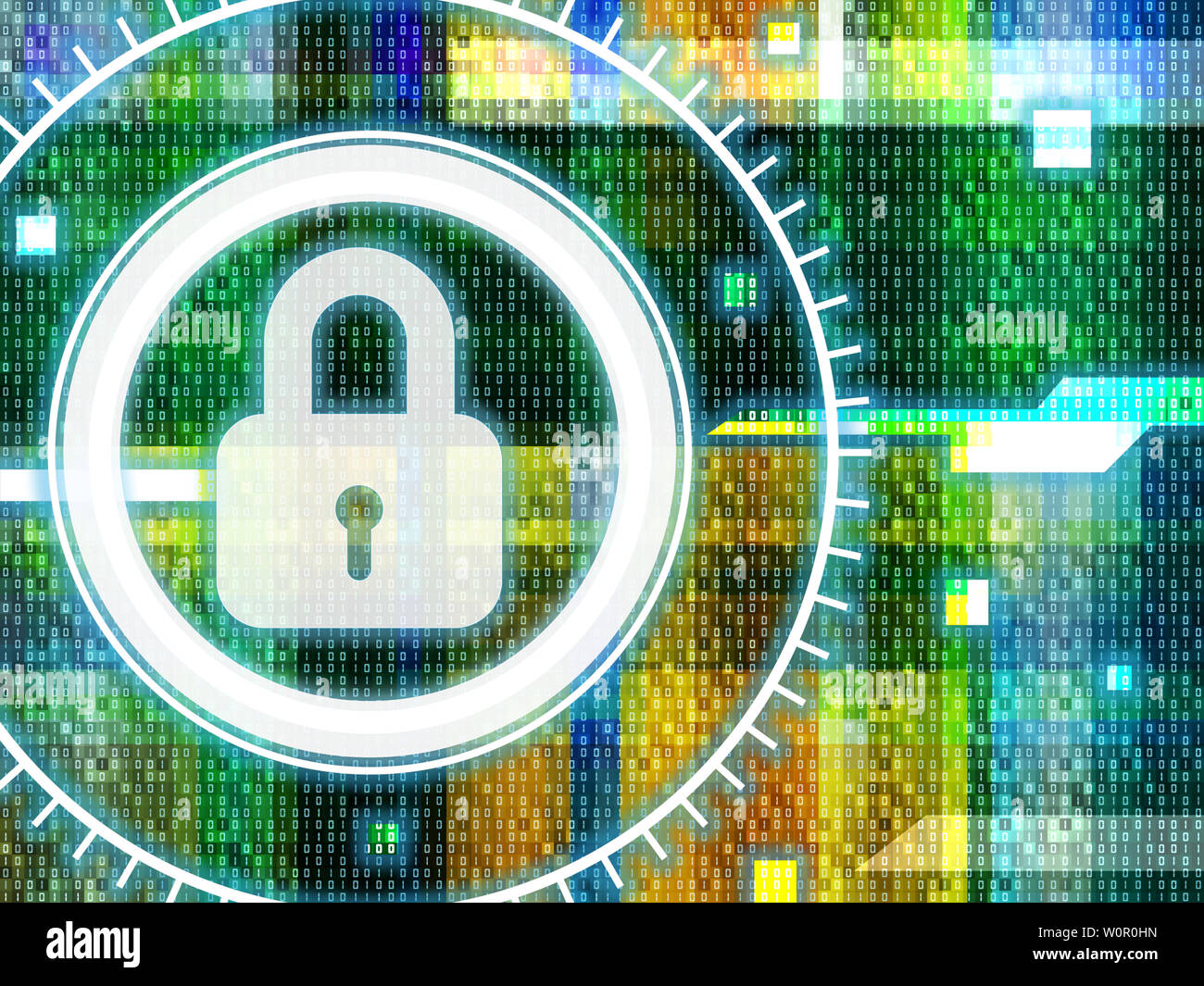 Moderne Technologie Sicherheitsschloss Konzept mit Symbol Sperre und Pixel Hintergrund Stockfoto