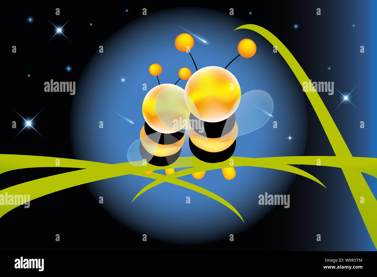 Abbildung: Zwei Bienen in der Liebe" für immer Ihr-romantischen Moment unter dem Nachthimmel" Stockfoto