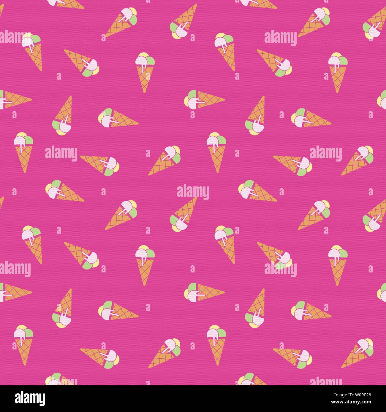 Nahtlose Muster mit Eistüten auf rosa Hintergrund Vector Illustration Stock Vektor