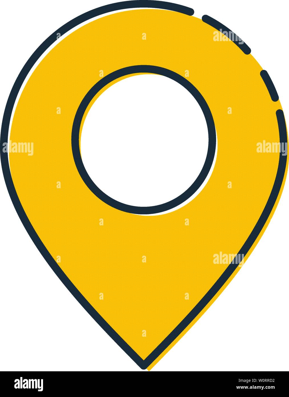 Karte pins Zeichen Symbol mit Ellipse im einfachen Stil. Gelbe runde Formen auf weißem Hintergrund. Vector Illustration web design Element speichern in 10 eps Stock Vektor