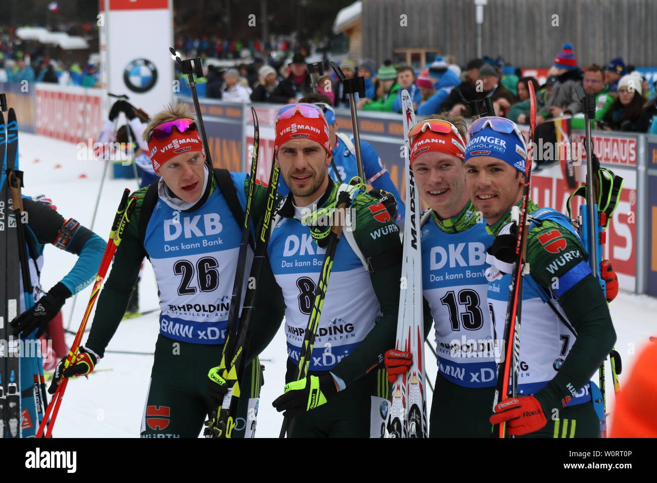 Deutschen Olymiastarter im Biathlon Sterben: v. li. Roman Rees (SV ...