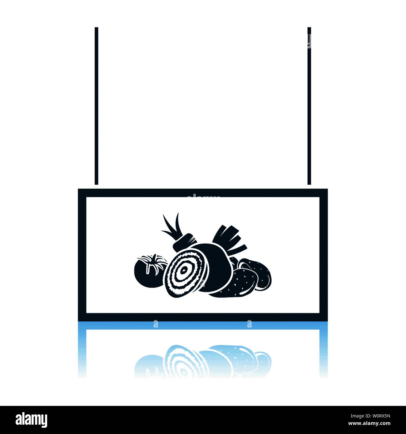 Gemüse Markt Abteilung Symbol. Schatten Reflexion Design. Vector Illustration. Stock Vektor