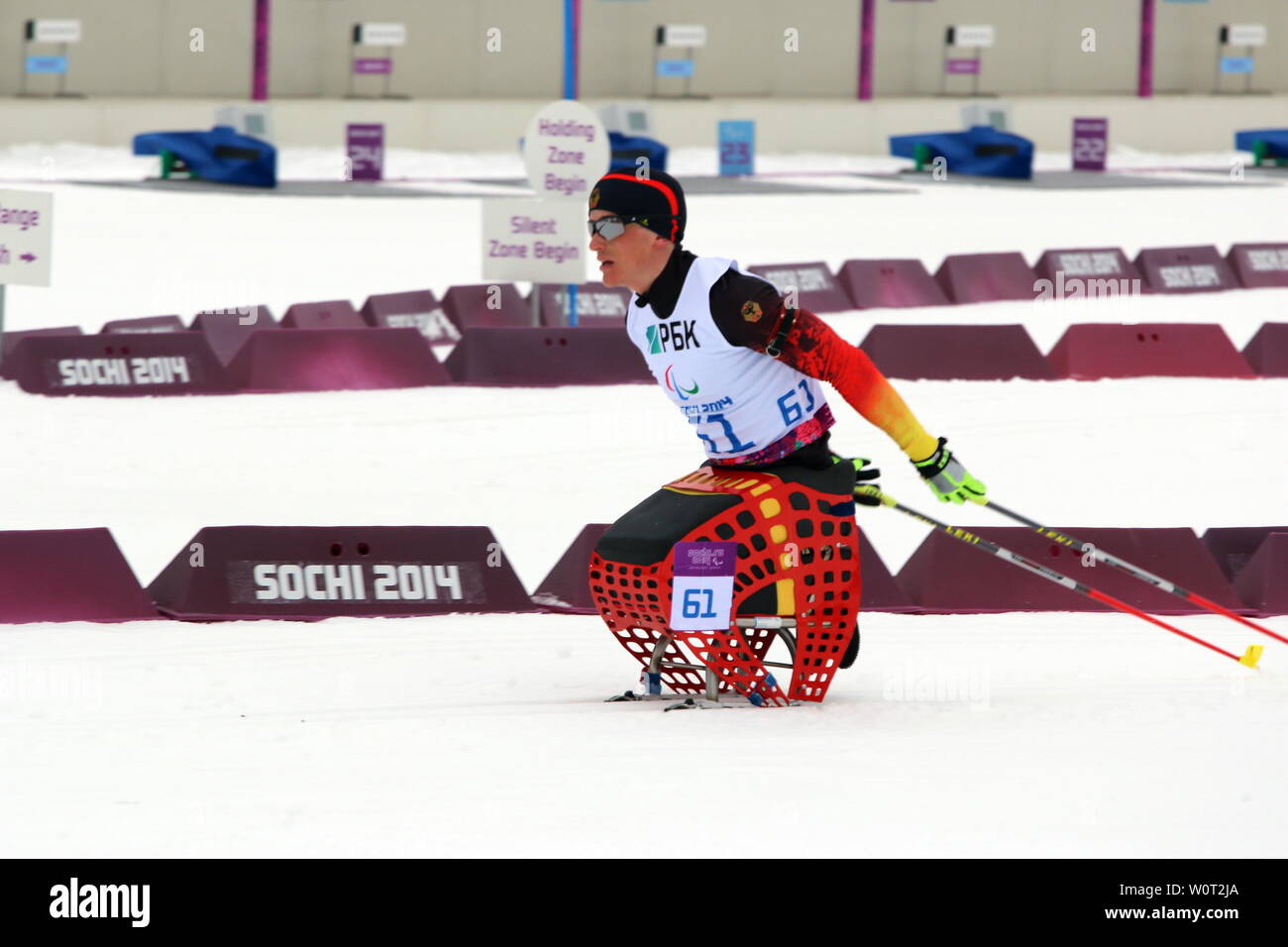 Martin Fleig (Gundelfingen) bei Paralympics Sotschi 2014 / Paralympische Winterspiele Sotschi 2014 Stockfoto