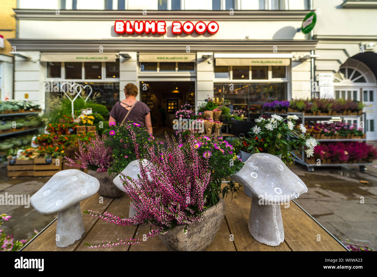BERLIN - September 09, 2018: Straßen des historischen Zentrums von Altstadt  Spandau. Ein beliebtes Kette von Flower shops Blume 2000 Stockfotografie -  Alamy