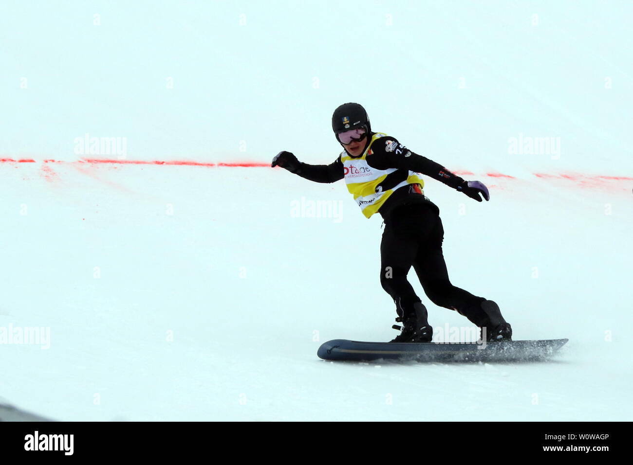 Leon Beckhaus beim FIS-Einzel Snowboard Cross SBX Feldberg Stockfoto