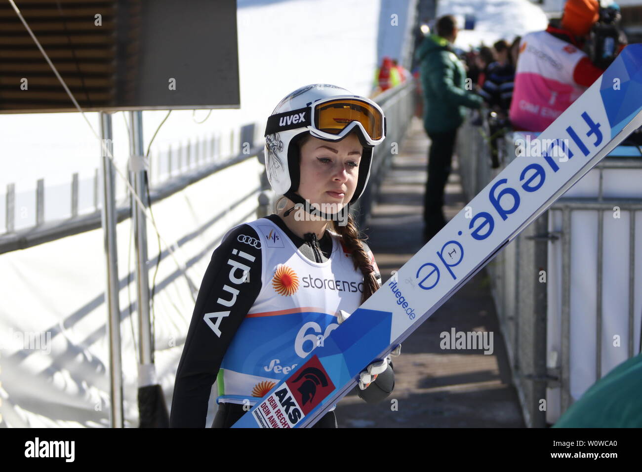 Juliane Seyfarth (TSG Ruhla) beim Training Frauen Skispringen, FIS Nordische Ski-WM 2019 in Seefeld Stockfoto