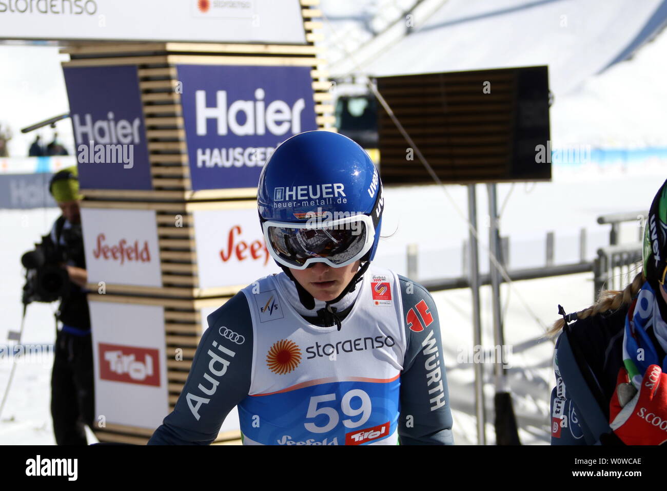 Carina Vogt (SC Degenfeld) beim Training Frauen Skispringen, FIS Nordische Ski-WM 2019 in Seefeld Stockfoto