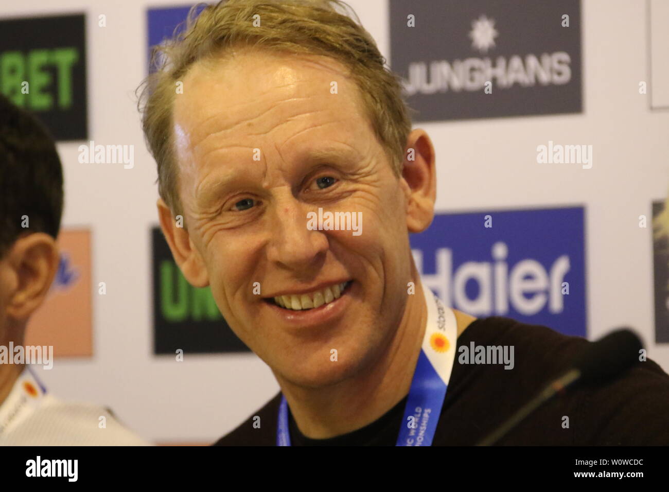 Gunde Svan (Skilangläufer/Schweden) Pressekonferenz, PK anlässlich der FIS Nordische Ski-WM 2019 in Seefeld Stockfoto
