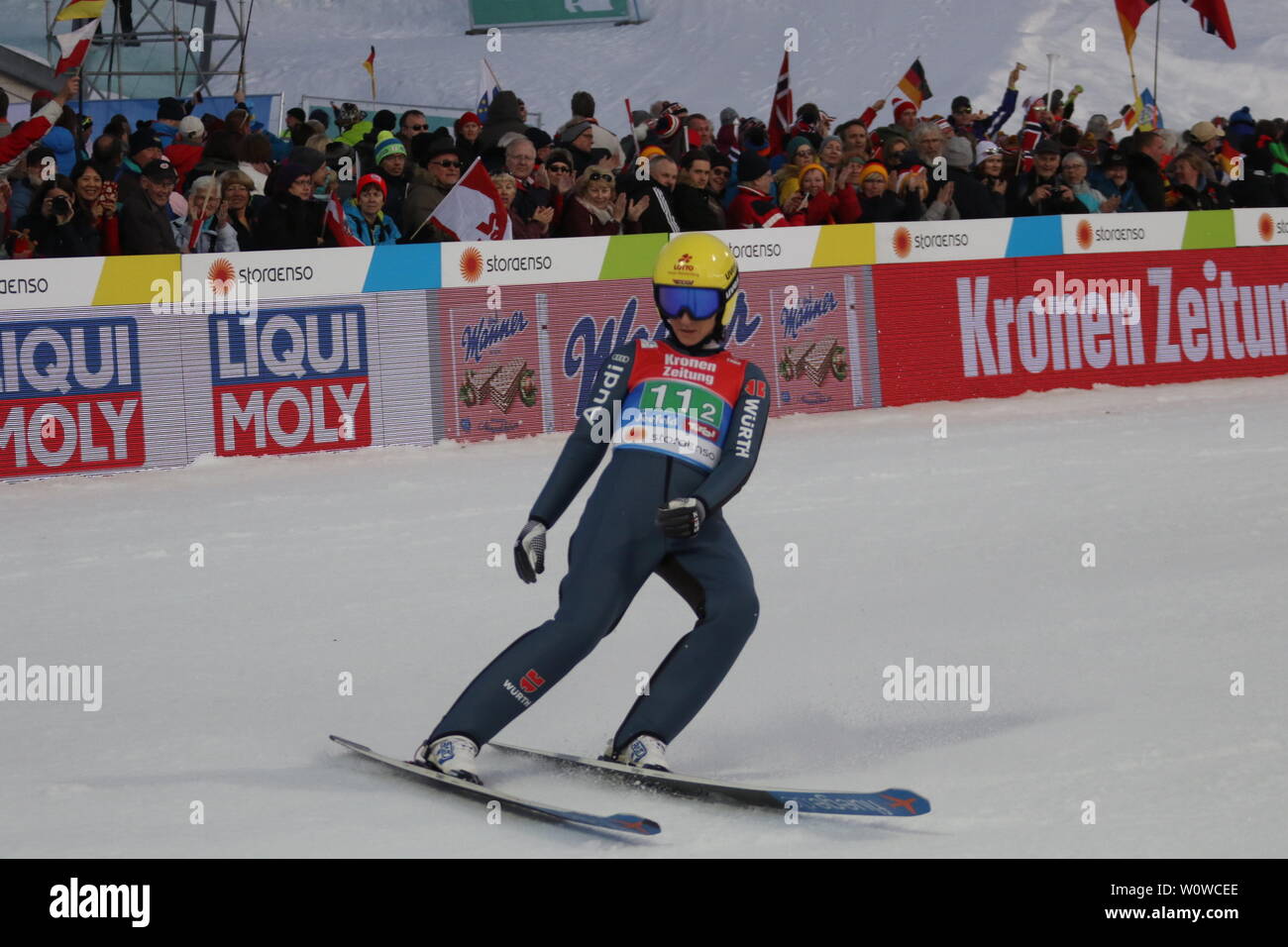 Ramona Straub (SC Langenordnach) beim Teamspringen Frauen, FIS Nordische Ski-WM 2019 in Seefeld Stockfoto