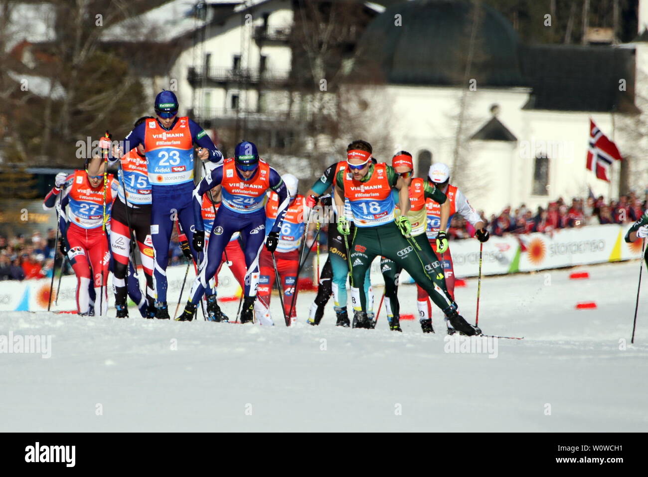 Umkämpfte Online-zeitschrift, Fabian Riessle (SZ Breitnau/Deutschland, Nr. 18) Einzel Nordische Kombination, FIS Nordische Ski-WM 2019 in Seefeld Stockfoto