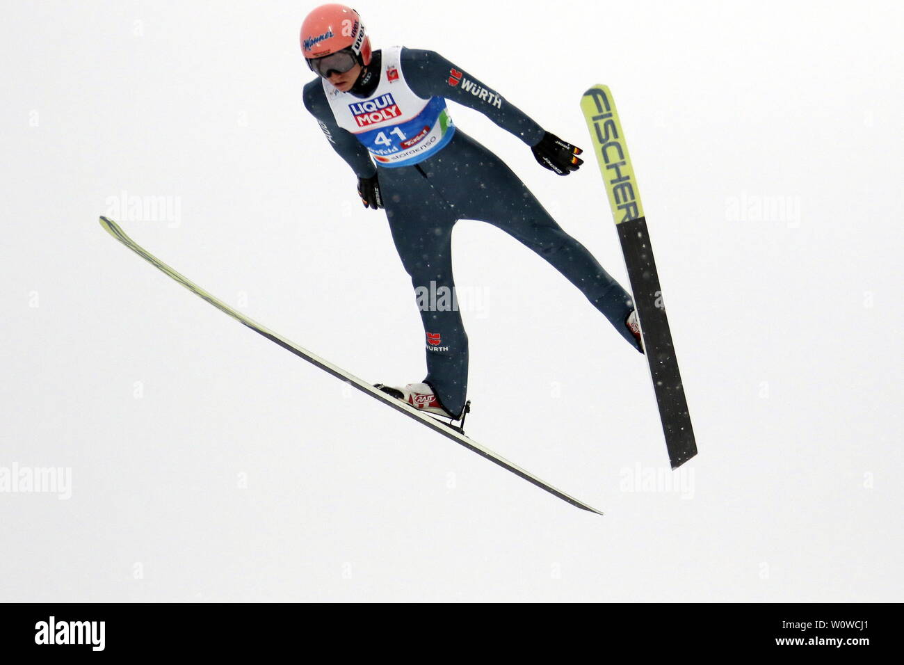 Karl Geiger (SC Oberstdorf) beim Skispringen Herren NH, FIS Nordische Ski-WM 2019 in Seefeld Stockfoto