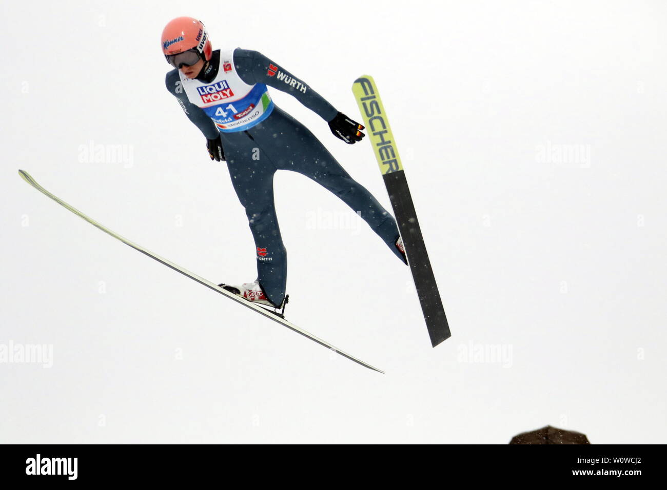 Karl Geiger (SC Oberstdorf) beim Skispringen Herren NH, FIS Nordische Ski-WM 2019 in Seefeld Stockfoto